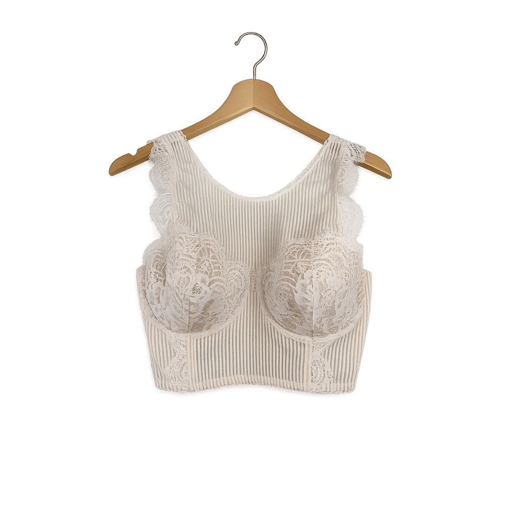 Victoria's Secret Dream Angels Lined Demi Longline Bra Ivory Lace 34DD